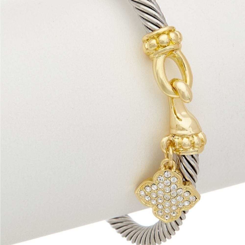 JUVELL 18K Plated CZ Twisted Cable Bangle - Picture 3 of 5